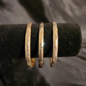 Sterling Silver 925 Three Bangle Bracelets